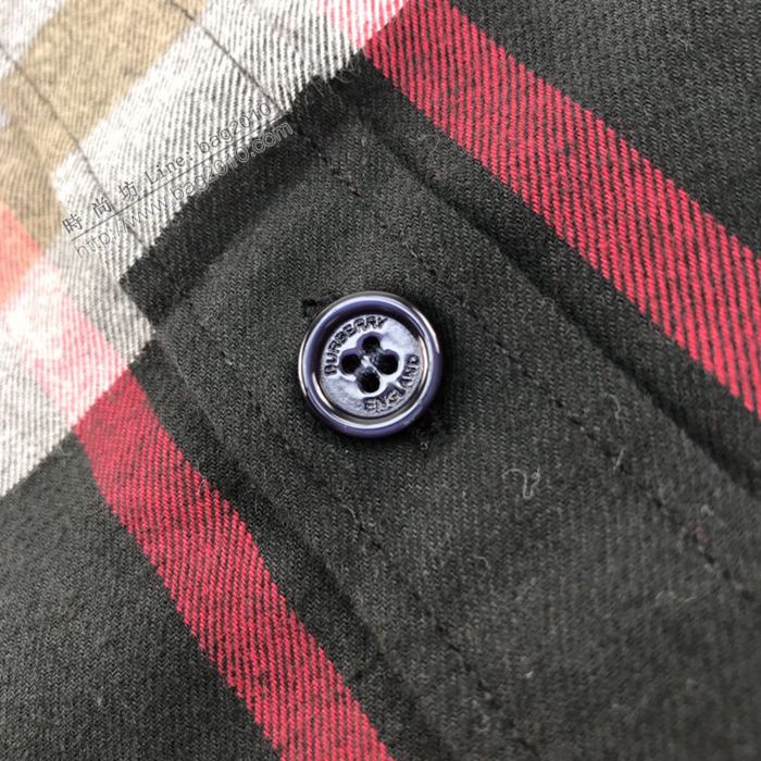 Burberry男裝 巴寶莉新款格紋棉質法蘭絨襯衫 Burberry男士格子襯衫  ydi3296